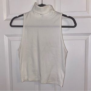 White Highneck / Turtleneck ZARA Cropped Ribbed Tanktop